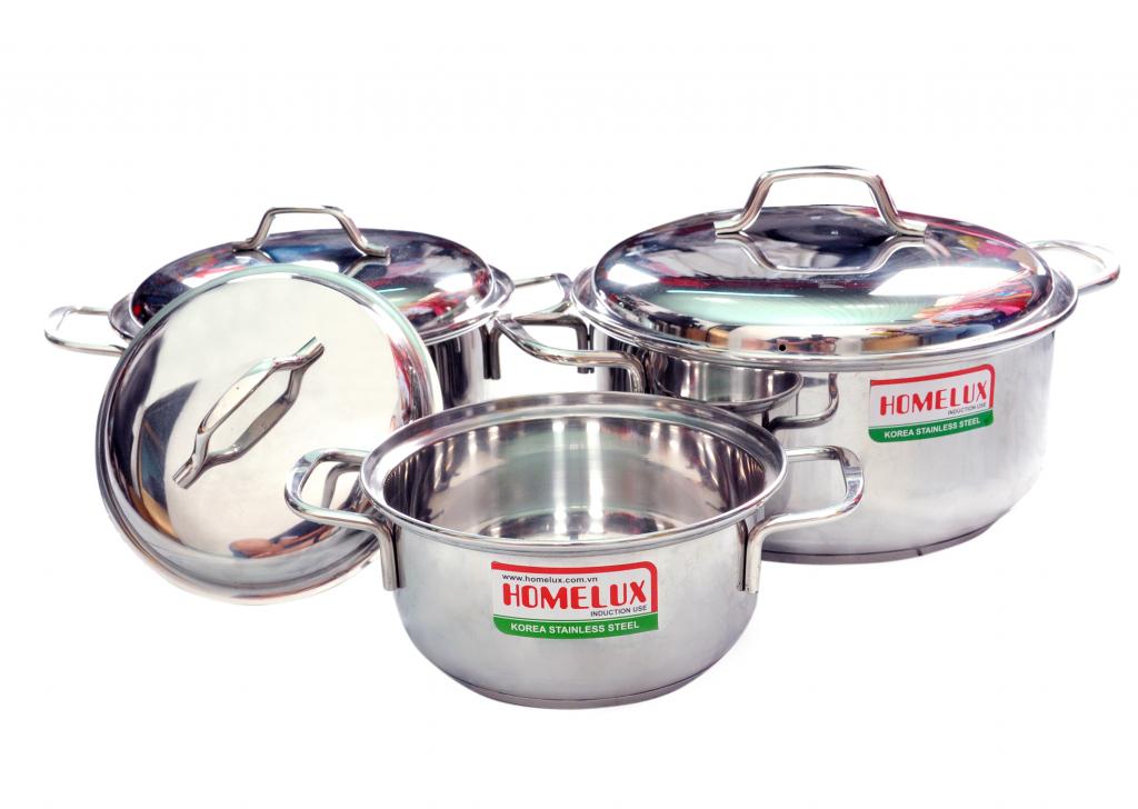 Homelux 3-bottom stainless steel pot